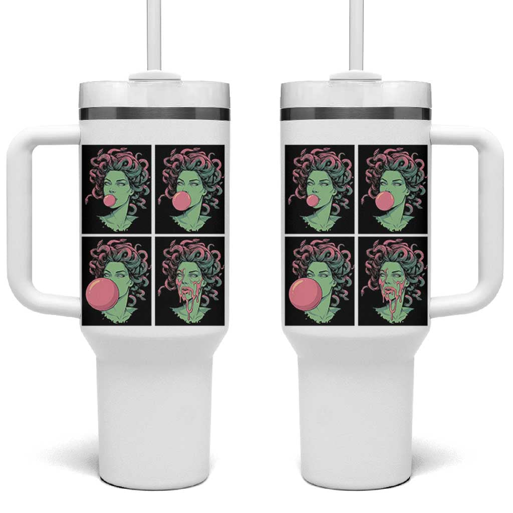 Funny Medusa Blowing Bubble Gum Tumbler With Handle Greek Mythology Pop Art Gift