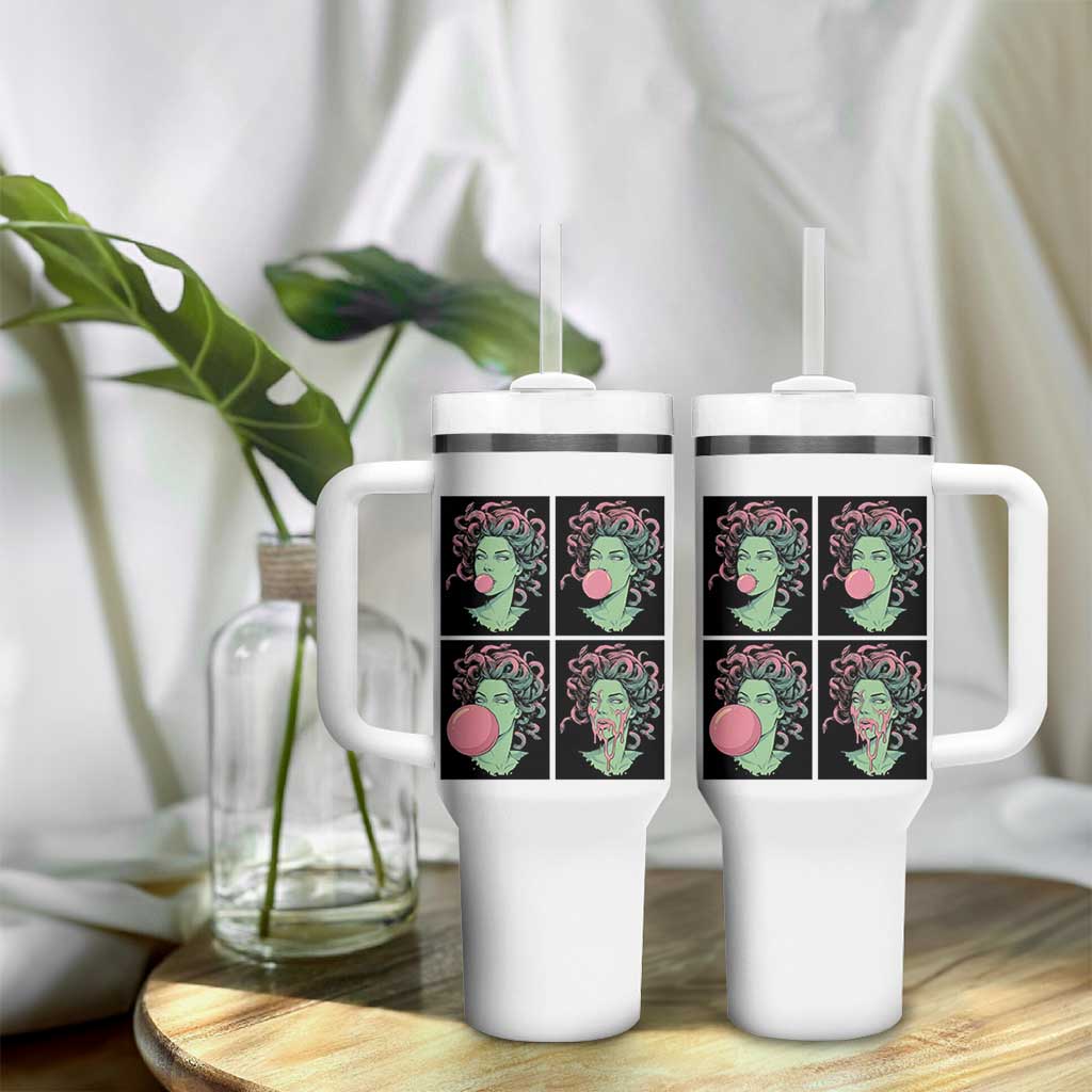 Funny Medusa Blowing Bubble Gum Tumbler With Handle Greek Mythology Pop Art Gift