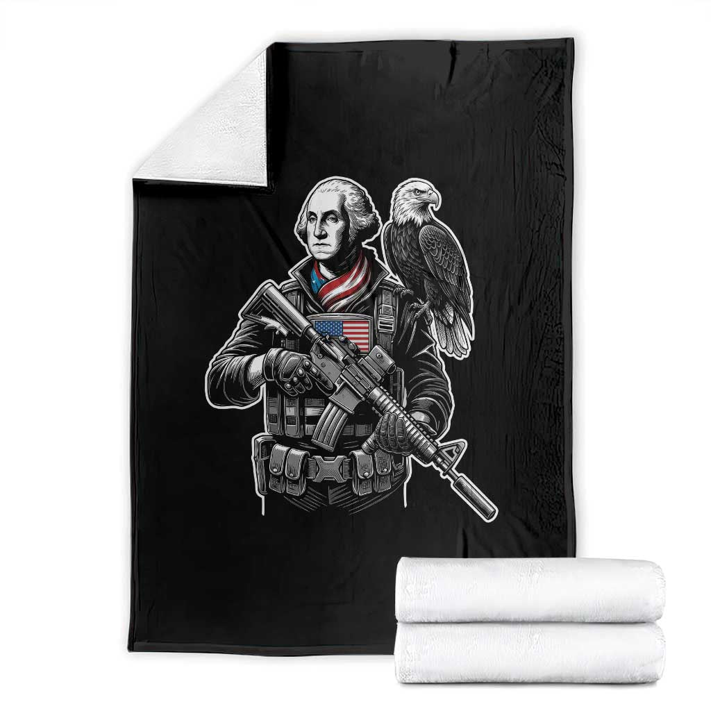 George Washington Tactical Soldier Throw Blanket Military Patriot Bald Eagle USA Flag Gift