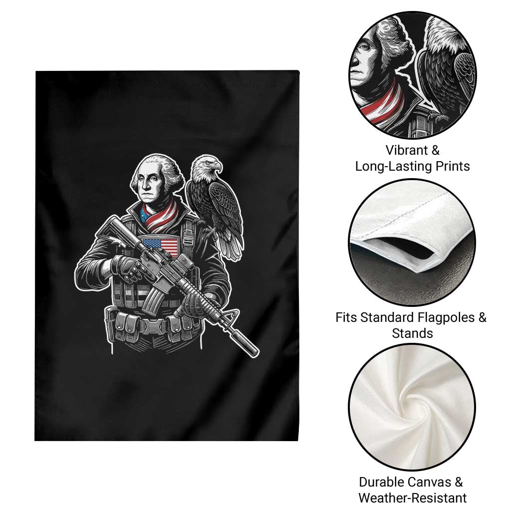 George Washington Tactical Soldier Garden Flag Military Patriot Bald Eagle USA Flag Gift