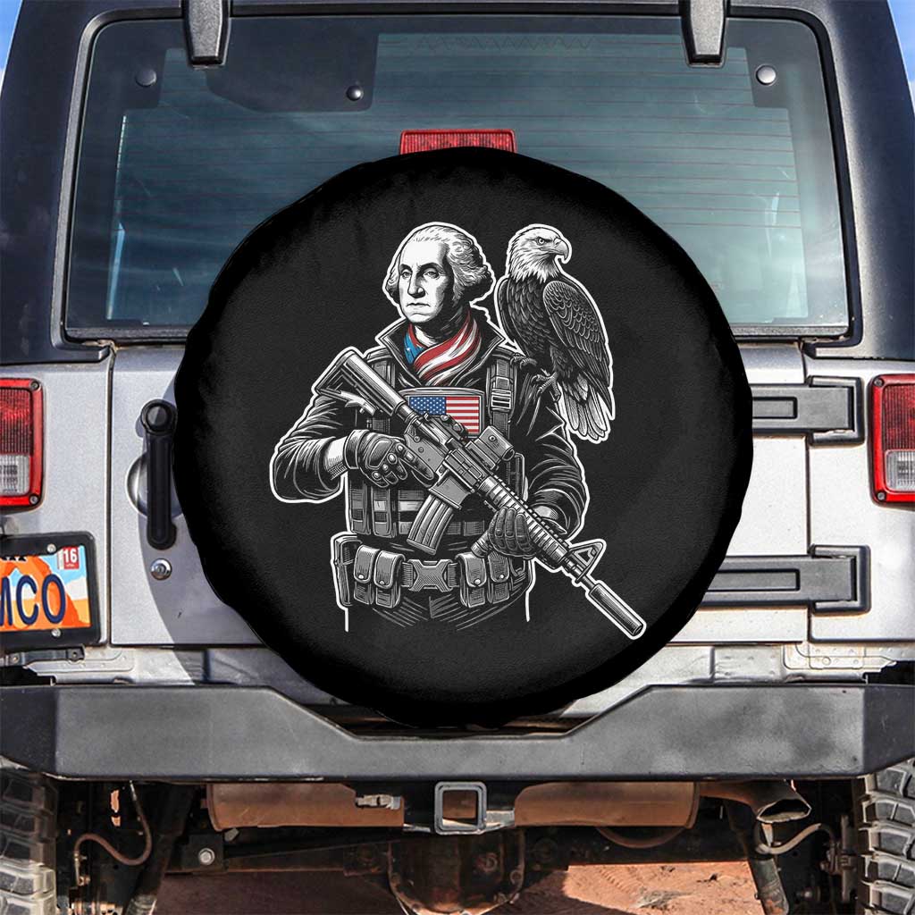 George Washington Tactical Soldier Spare Tire Cover Military Patriot Bald Eagle USA Flag Gift