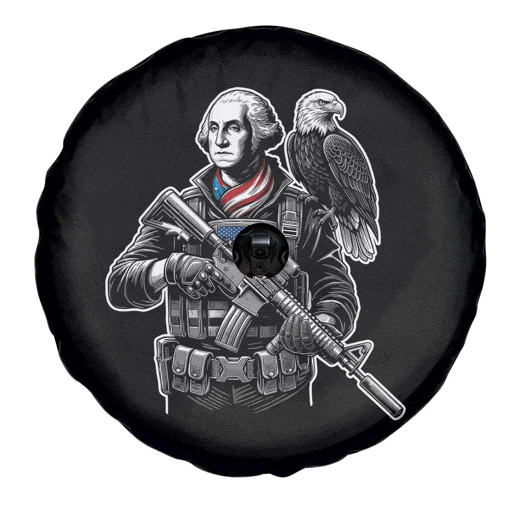 George Washington Tactical Soldier Spare Tire Cover Military Patriot Bald Eagle USA Flag Gift