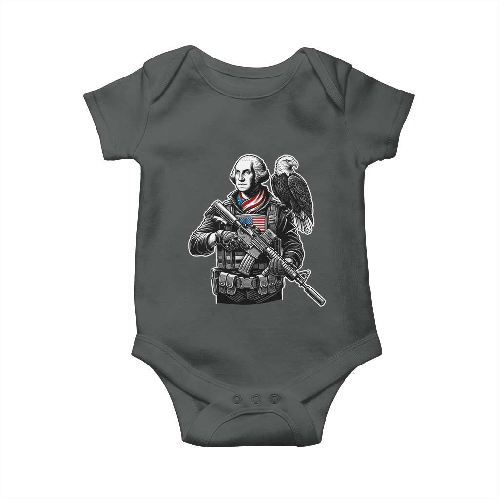 George Washington Tactical Soldier Baby Onesie Military Patriot Bald Eagle USA Flag Gift