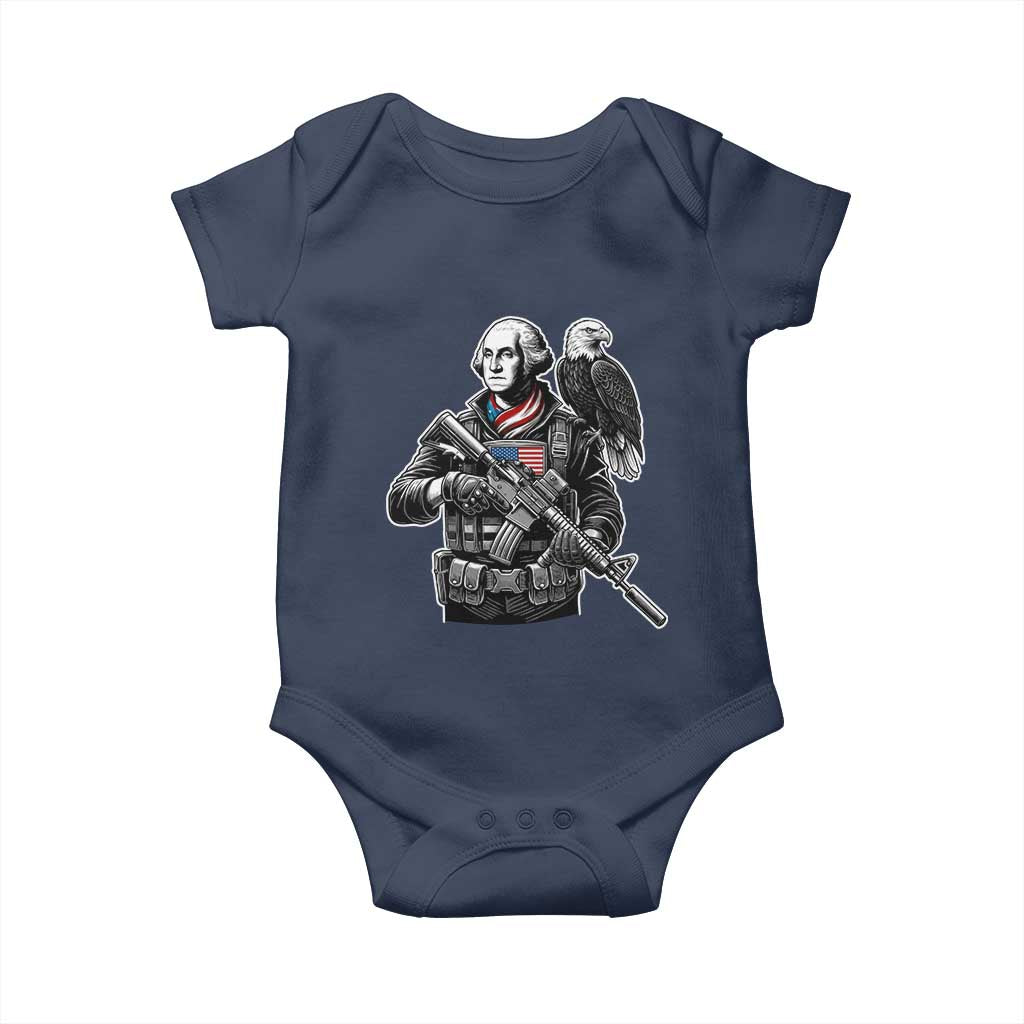 George Washington Tactical Soldier Baby Onesie Military Patriot Bald Eagle USA Flag Gift
