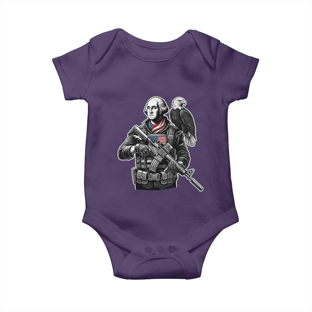 George Washington Tactical Soldier Baby Onesie Military Patriot Bald Eagle USA Flag Gift