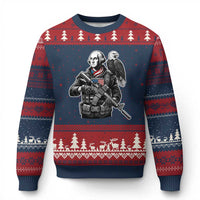George Washington Tactical Soldier Ugly Christmas Sweater Military Patriot Bald Eagle USA Flag Gift