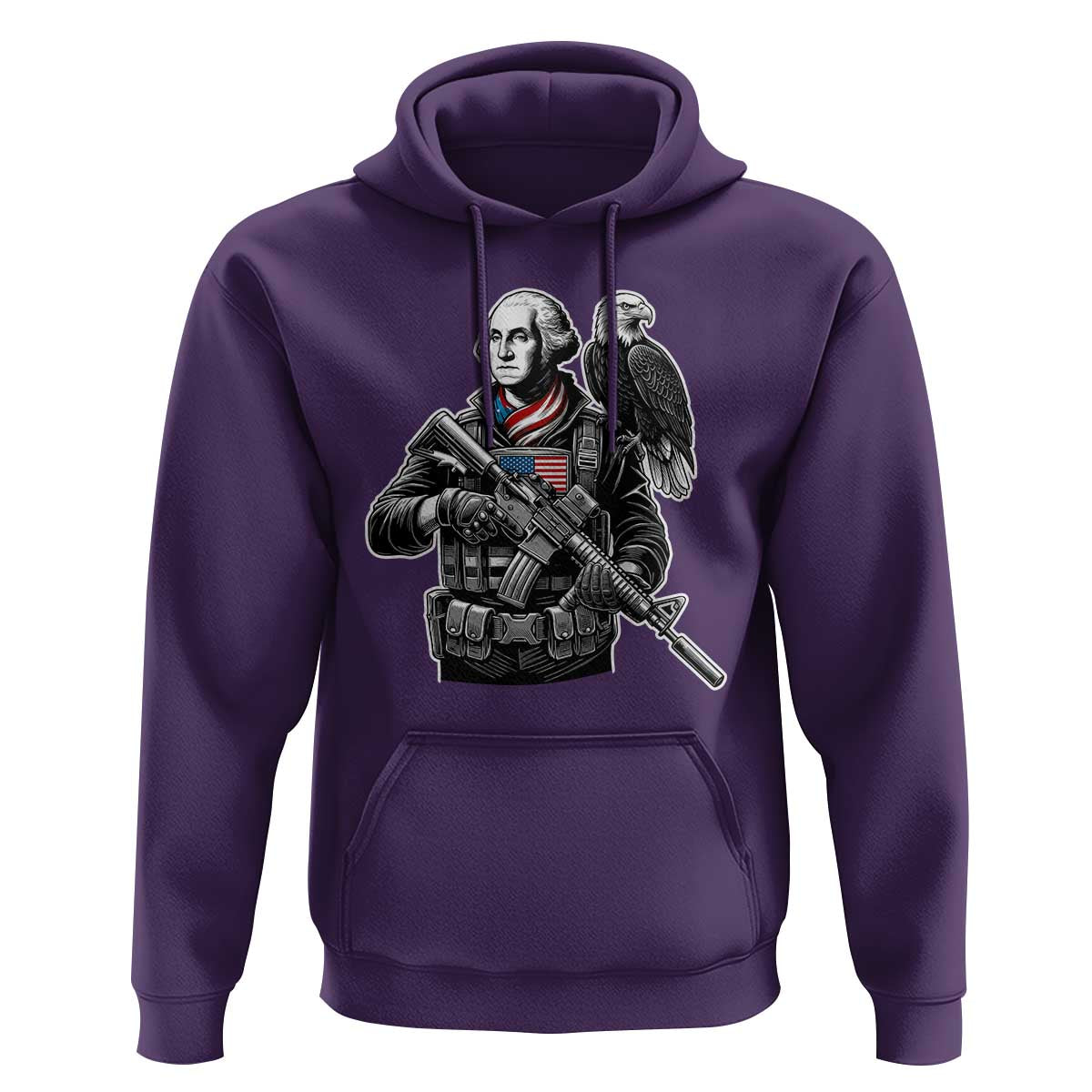 George Washington Tactical Soldier Hoodie Military Patriot Bald Eagle USA Flag Gift