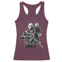 George Washington Tactical Soldier Racerback Tank Top Military Patriot Bald Eagle USA Flag Gift