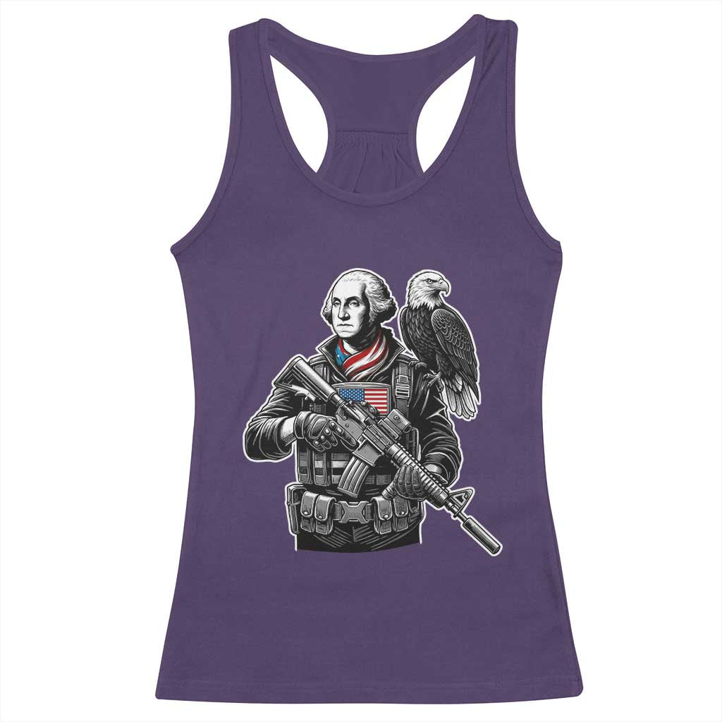 George Washington Tactical Soldier Racerback Tank Top Military Patriot Bald Eagle USA Flag Gift
