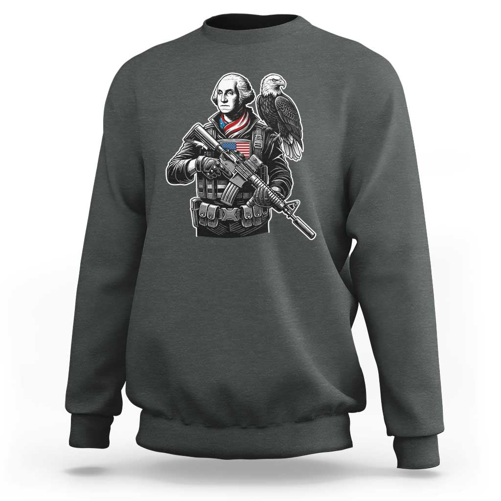 George Washington Tactical Soldier Sweatshirt Military Patriot Bald Eagle USA Flag Gift