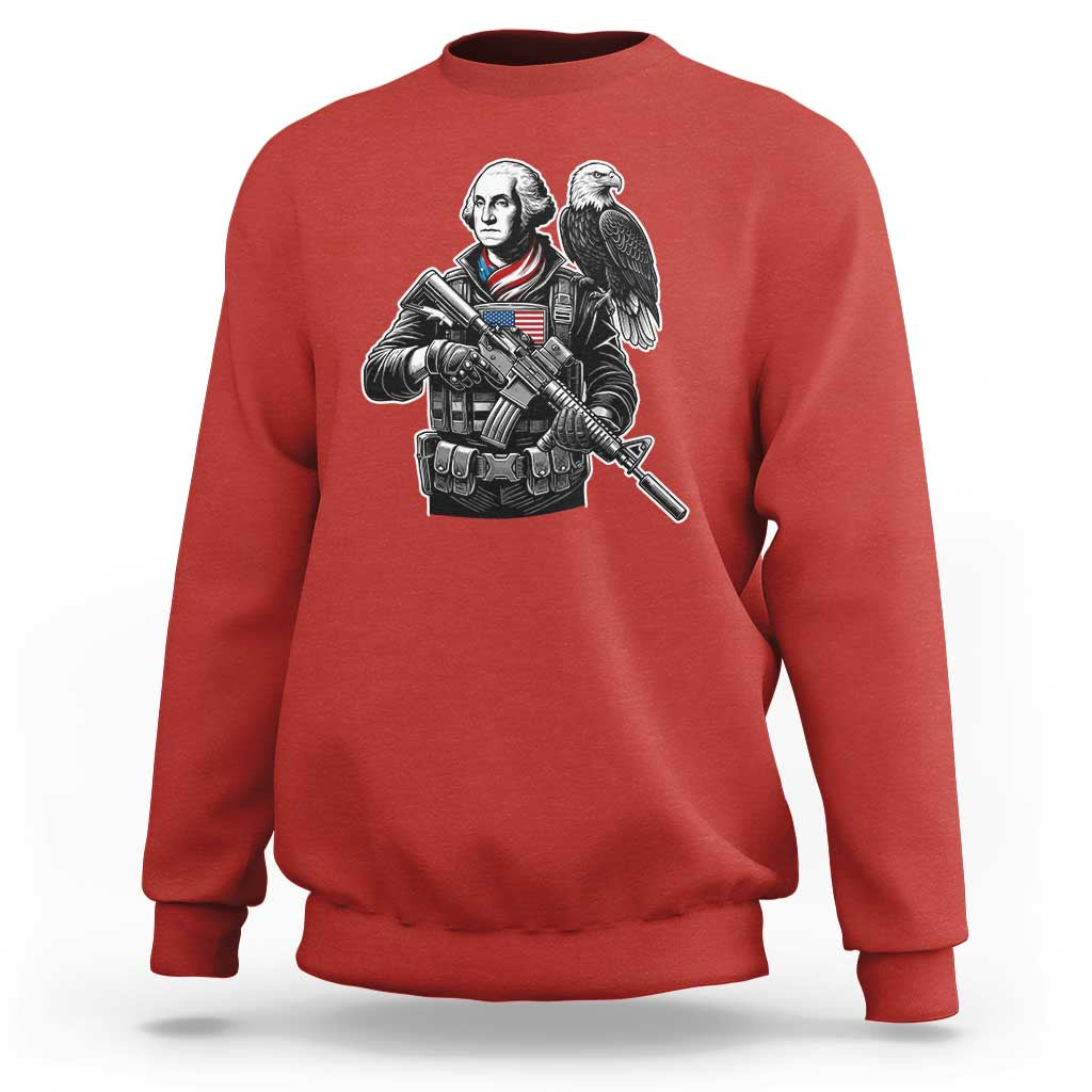 George Washington Tactical Soldier Sweatshirt Military Patriot Bald Eagle USA Flag Gift