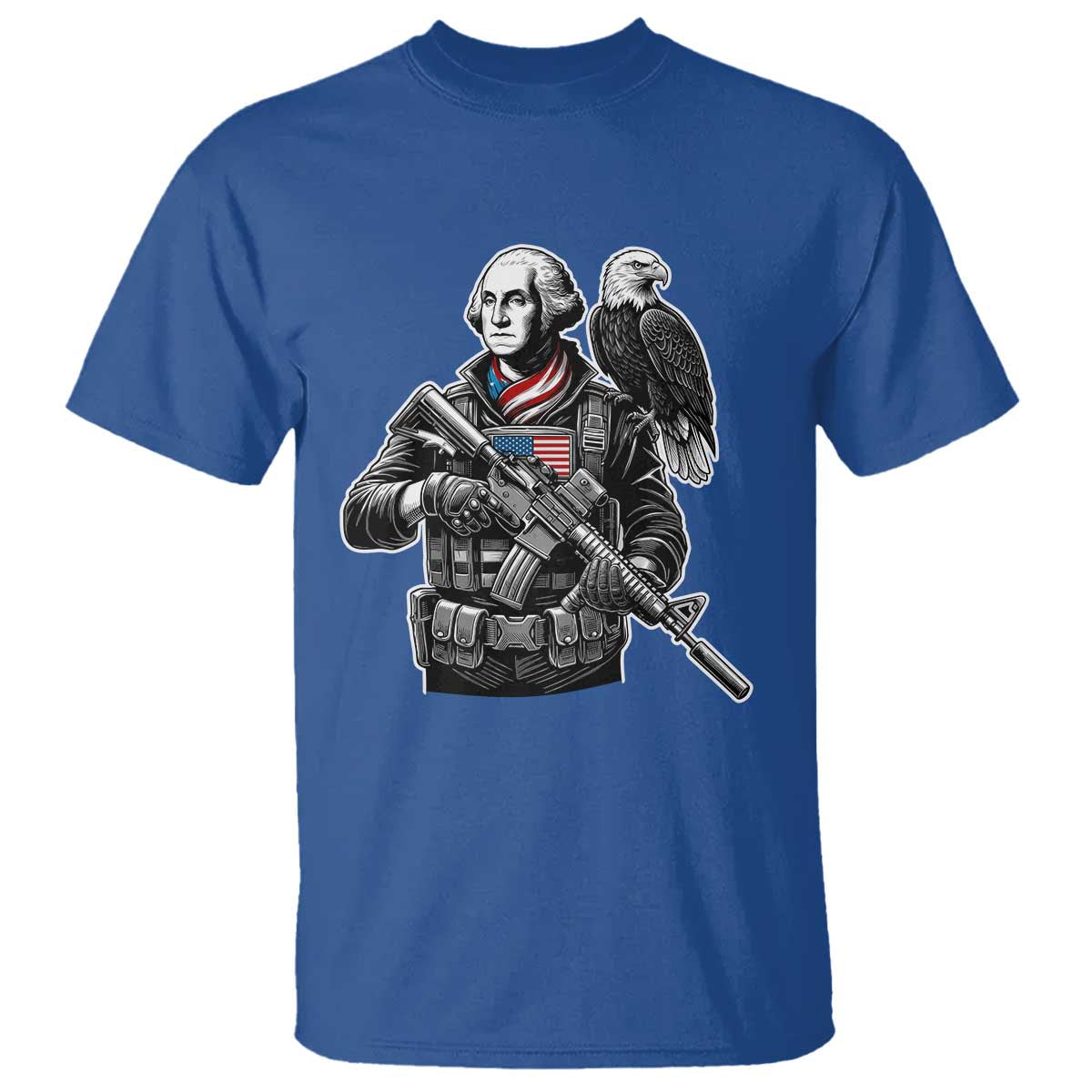 George Washington Tactical Soldier T Shirt Military Patriot Bald Eagle USA Flag Gift
