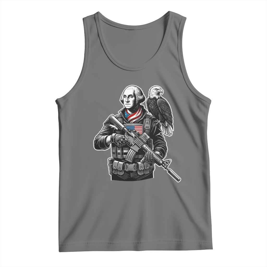 George Washington Tactical Soldier Tank Top Military Patriot Bald Eagle USA Flag Gift