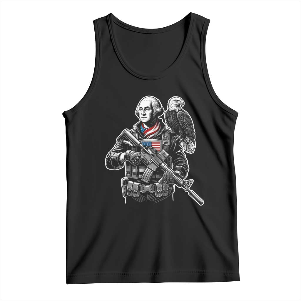 George Washington Tactical Soldier Tank Top Military Patriot Bald Eagle USA Flag Gift