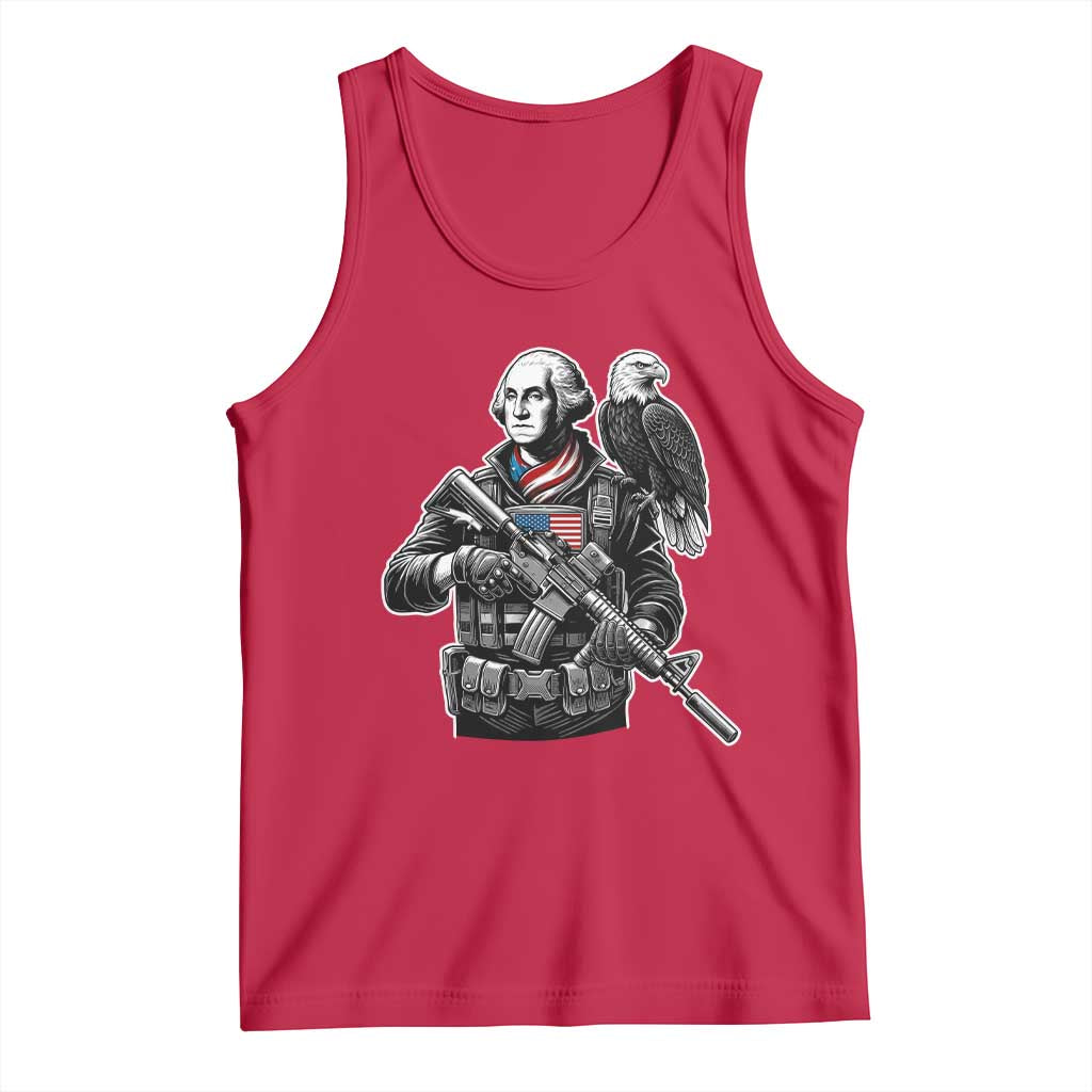 George Washington Tactical Soldier Tank Top Military Patriot Bald Eagle USA Flag Gift