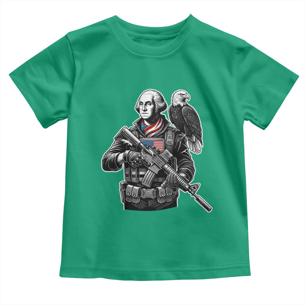 George Washington Tactical Soldier Toddler T Shirt Military Patriot Bald Eagle USA Flag Gift