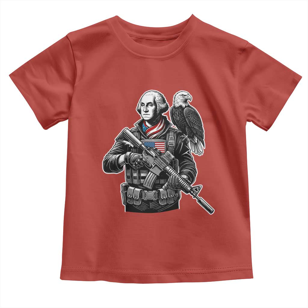 George Washington Tactical Soldier Toddler T Shirt Military Patriot Bald Eagle USA Flag Gift