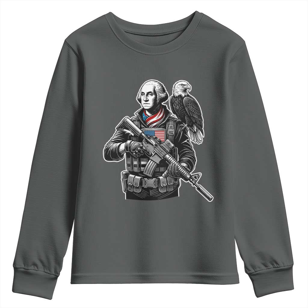 George Washington Tactical Soldier Youth Sweatshirt Military Patriot Bald Eagle USA Flag Gift