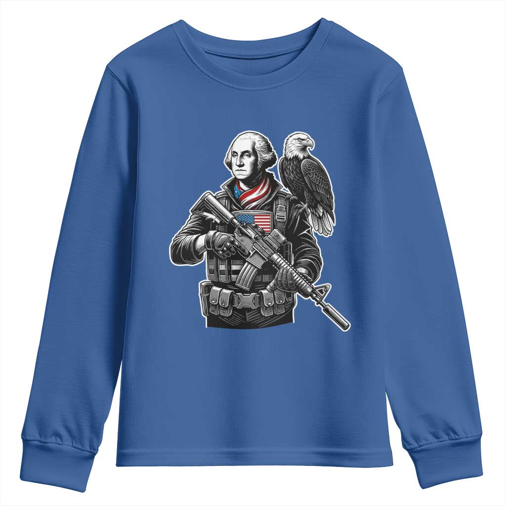 George Washington Tactical Soldier Youth Sweatshirt Military Patriot Bald Eagle USA Flag Gift
