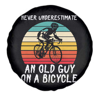 Never Underestimate An Old Guy On A Bicycle Spare Tire Cover Cycling Lover Gift