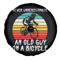 Never Underestimate An Old Guy On A Bicycle Spare Tire Cover Cycling Lover Gift