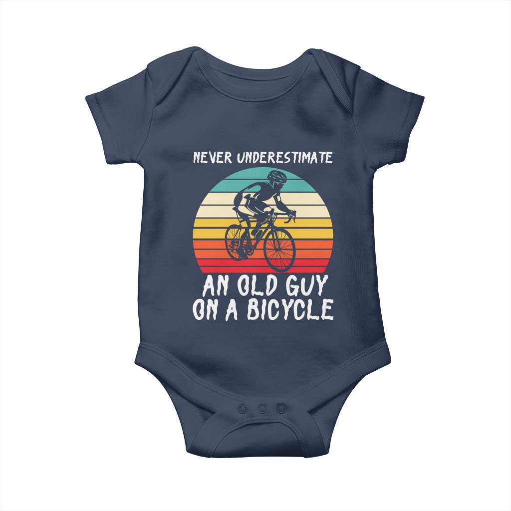 Never Underestimate An Old Guy On A Bicycle Baby Onesie Cycling Lover Gift