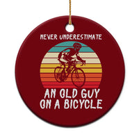 Never Underestimate An Old Guy On A Bicycle Ceramic Ornament Cycling Lover Gift