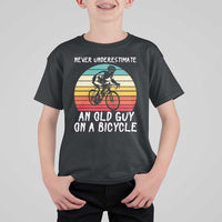 Never Underestimate An Old Guy On A Bicycle T Shirt For Kid Cycling Lover Gift