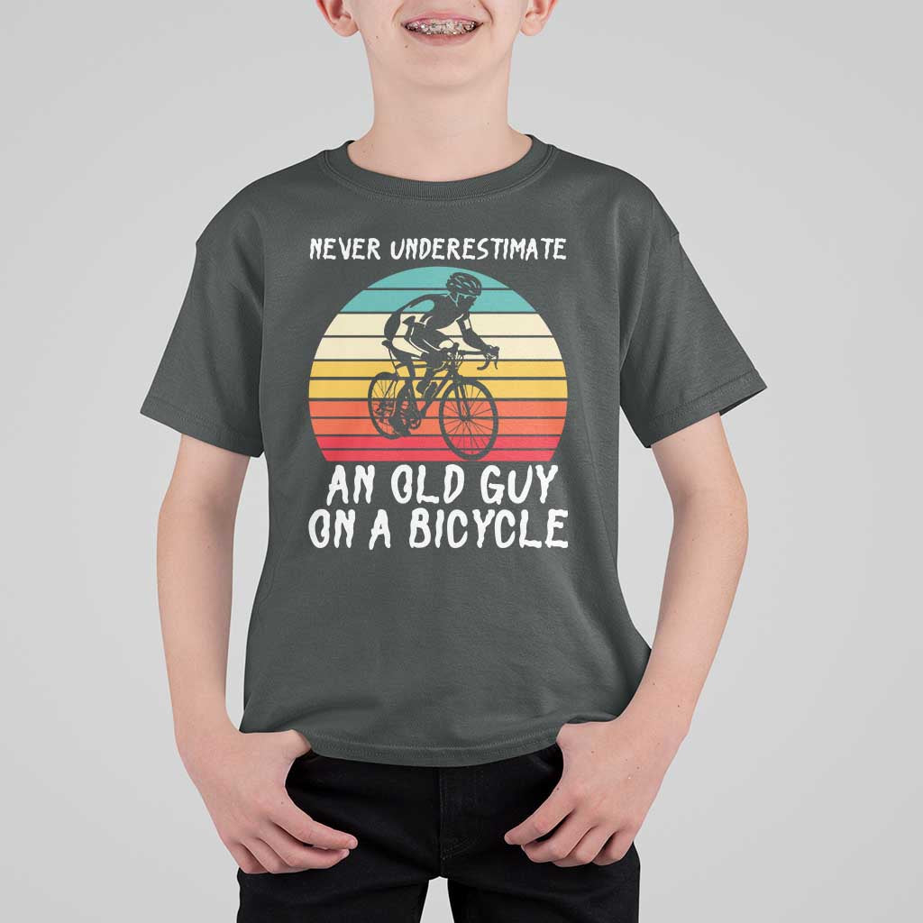Never Underestimate An Old Guy On A Bicycle T Shirt For Kid Cycling Lover Gift