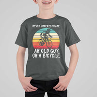 Never Underestimate An Old Guy On A Bicycle T Shirt For Kid Cycling Lover Gift