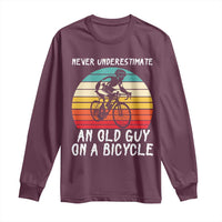 Never Underestimate An Old Guy On A Bicycle Long Sleeve Shirt Cycling Lover Gift