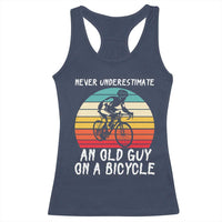 Never Underestimate An Old Guy On A Bicycle Racerback Tank Top Cycling Lover Gift