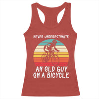 Never Underestimate An Old Guy On A Bicycle Racerback Tank Top Cycling Lover Gift