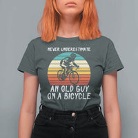 Never Underestimate An Old Guy On A Bicycle T Shirt For Women Cycling Lover Gift