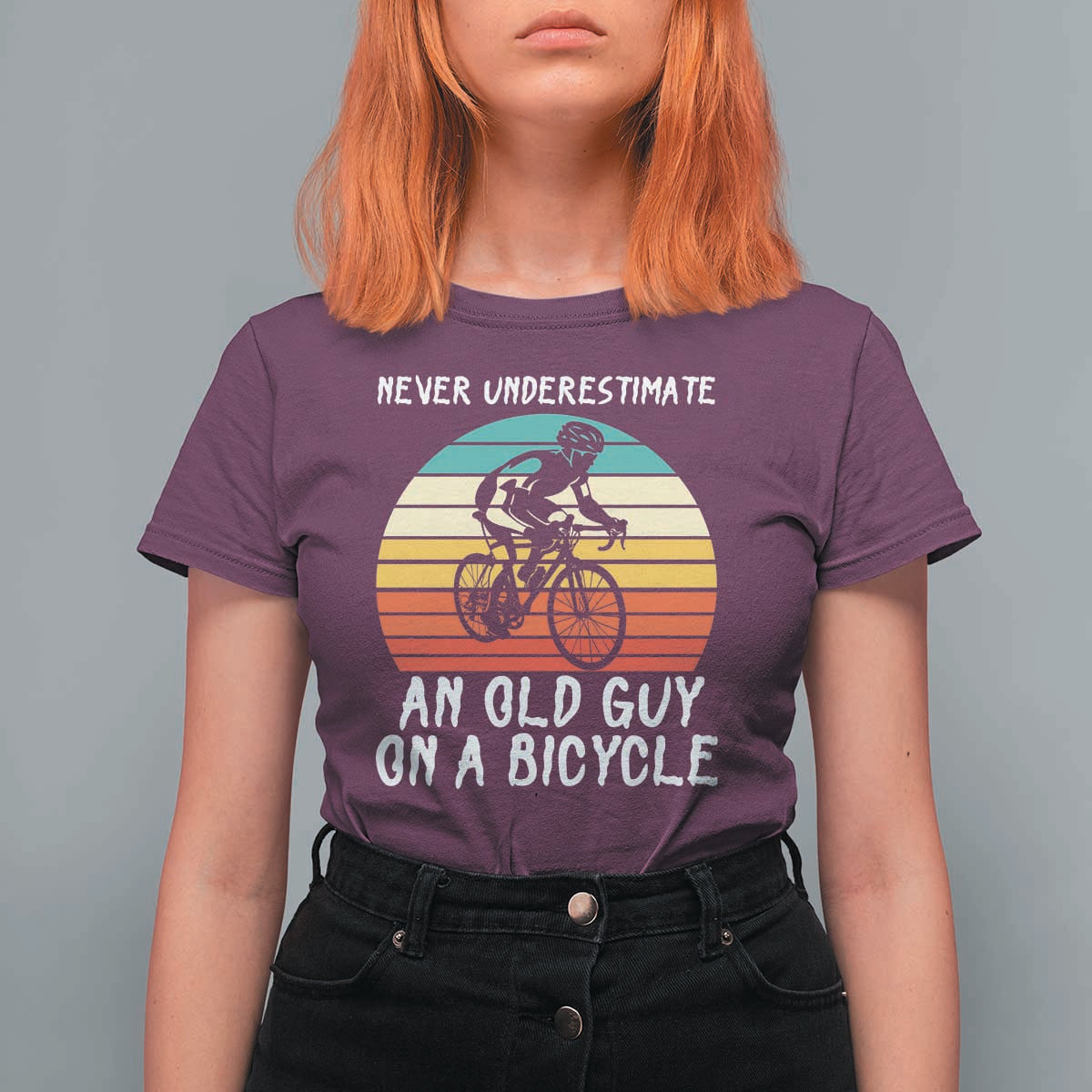 Never Underestimate An Old Guy On A Bicycle T Shirt For Women Cycling Lover Gift