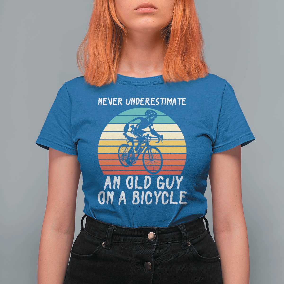 Never Underestimate An Old Guy On A Bicycle T Shirt For Women Cycling Lover Gift