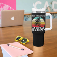 Never Underestimate An Old Guy On A Bicycle Tumbler With Handle Cycling Lover Gift