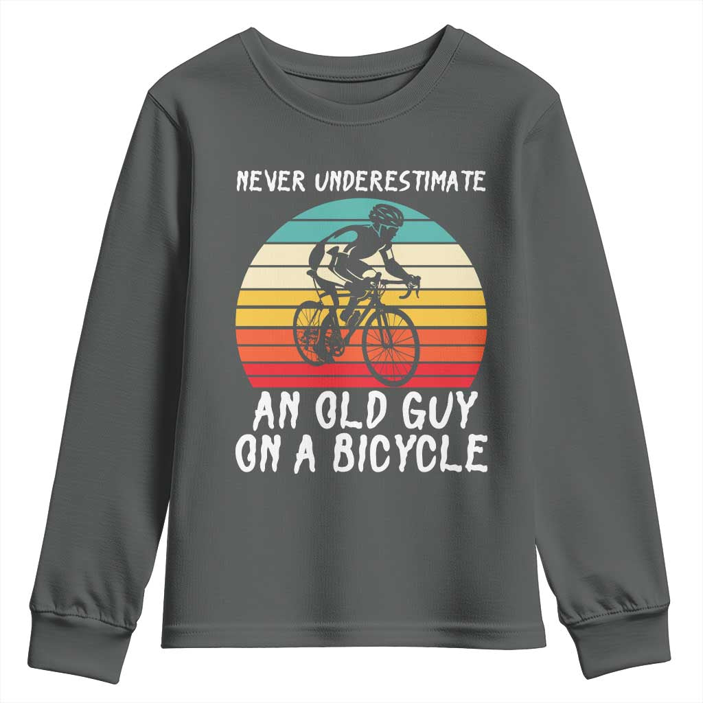 Never Underestimate An Old Guy On A Bicycle Youth Sweatshirt Cycling Lover Gift