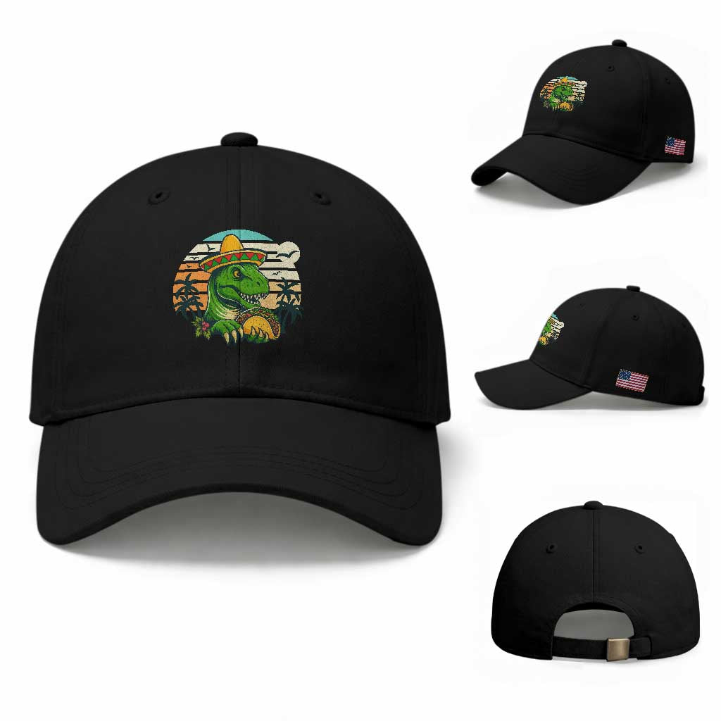 Funny Tacos Dinosaur Baseball Cap Mexican Food Lover Gift