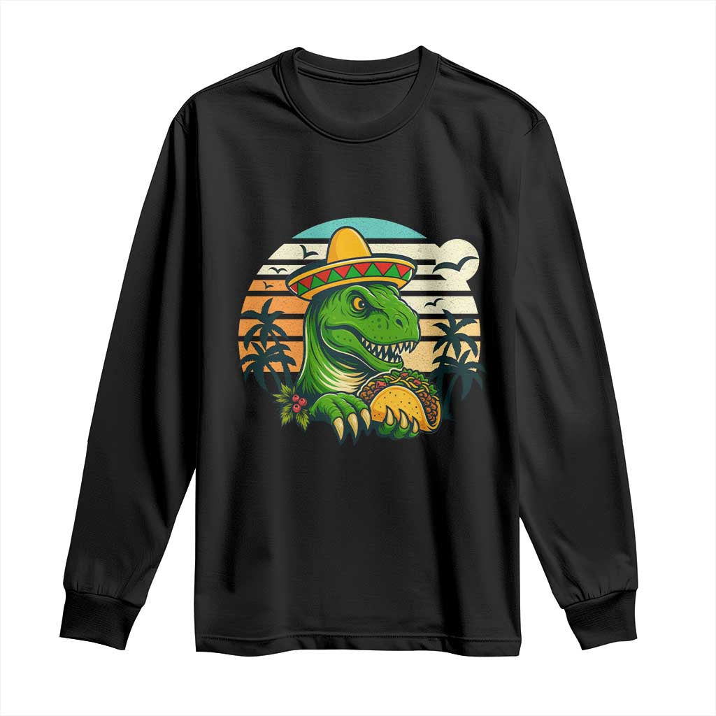 Funny Tacos Dinosaur Long Sleeve Shirt Mexican Food Lover Gift - Wonder Print Shop