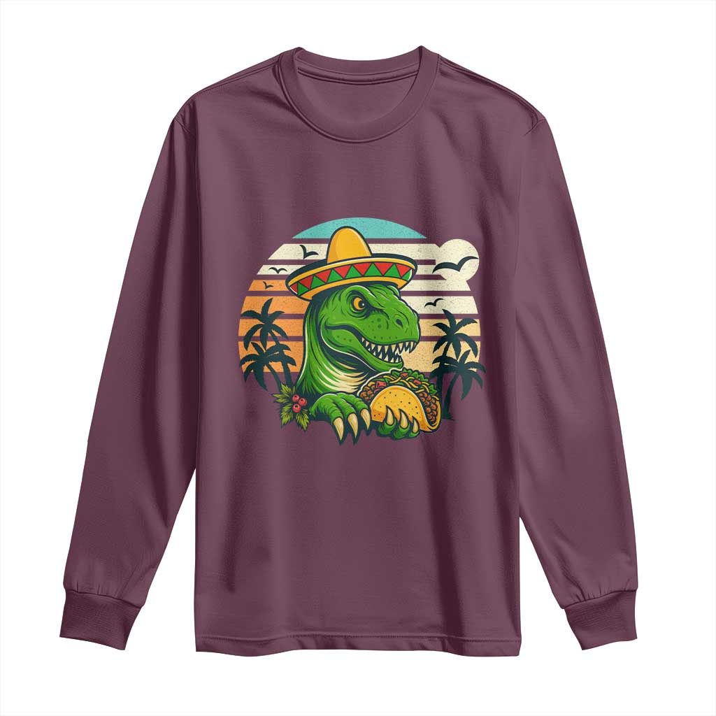 Funny Tacos Dinosaur Long Sleeve Shirt Mexican Food Lover Gift - Wonder Print Shop