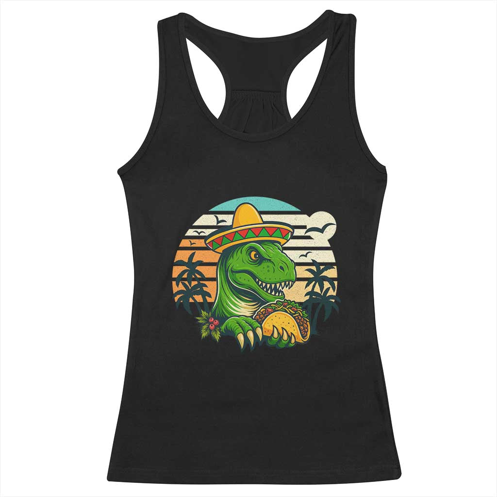 Funny Tacos Dinosaur Racerback Tank Top Mexican Food Lover Gift - Wonder Print Shop