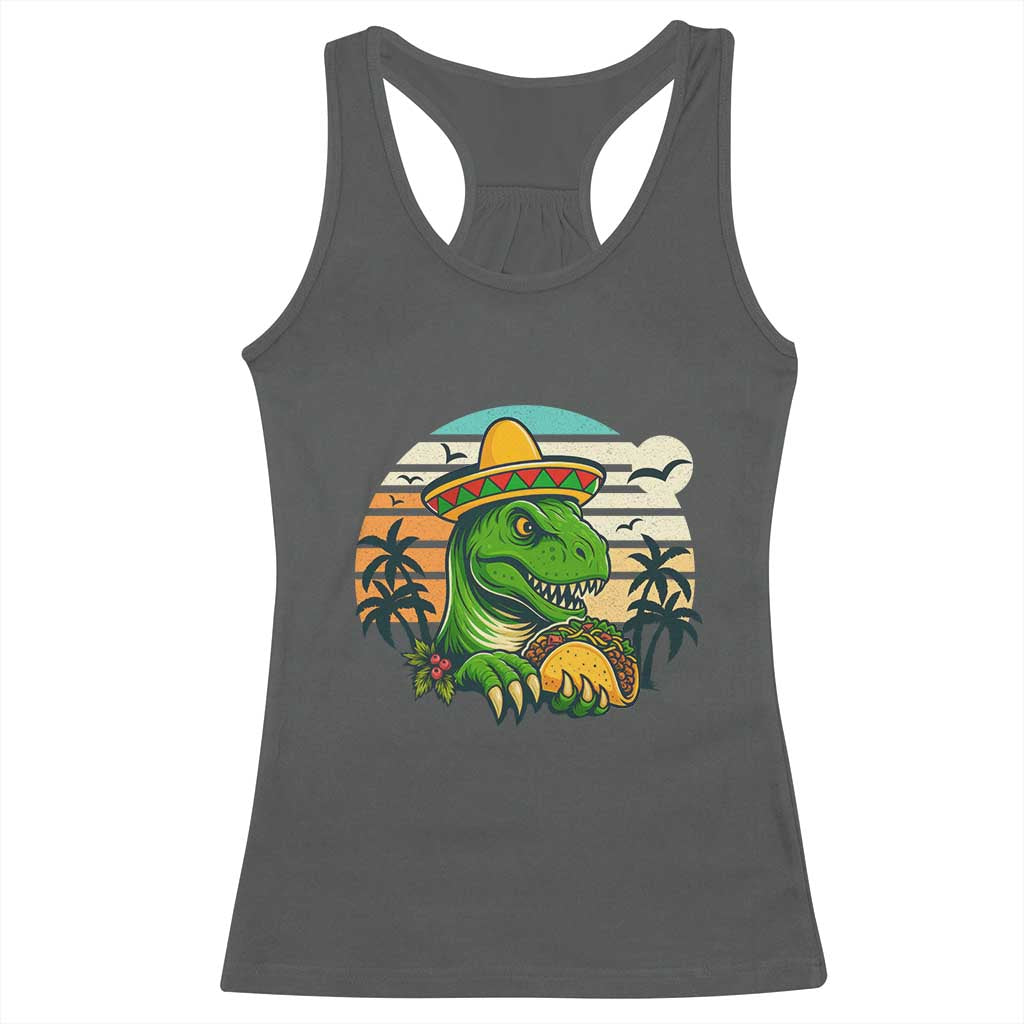 Funny Tacos Dinosaur Racerback Tank Top Mexican Food Lover Gift - Wonder Print Shop
