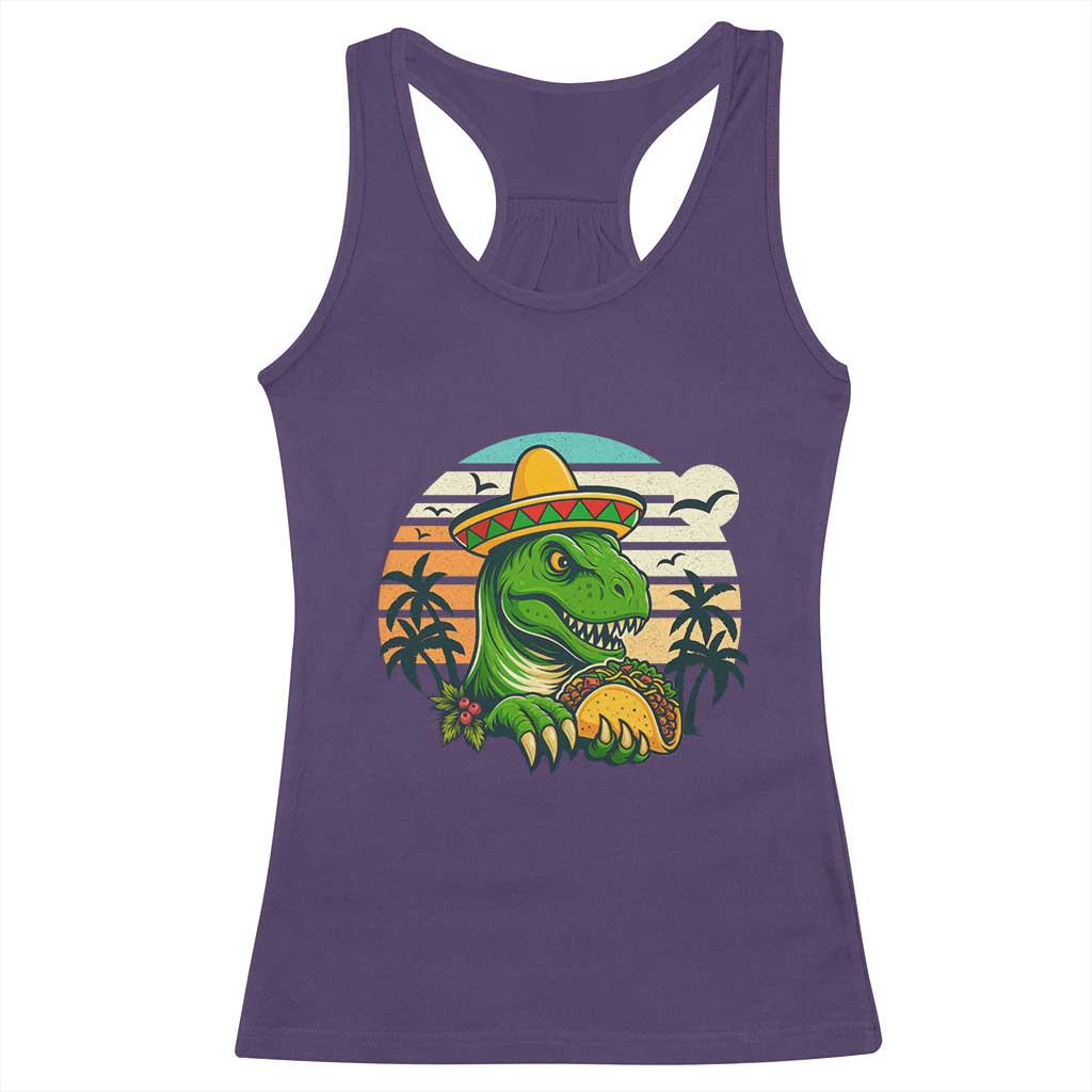 Funny Tacos Dinosaur Racerback Tank Top Mexican Food Lover Gift - Wonder Print Shop