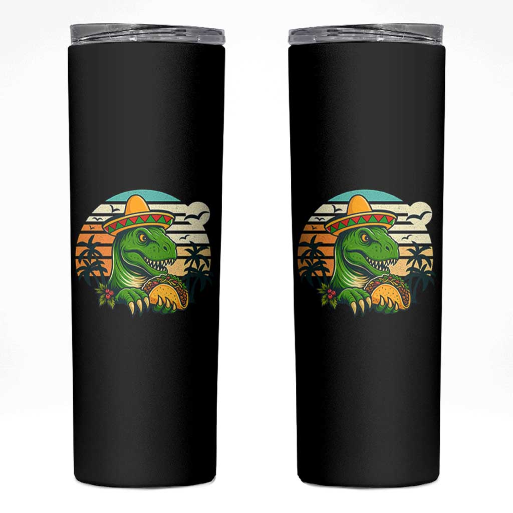 Funny Tacos Dinosaur Skinny Tumbler Mexican Food Lover Gift