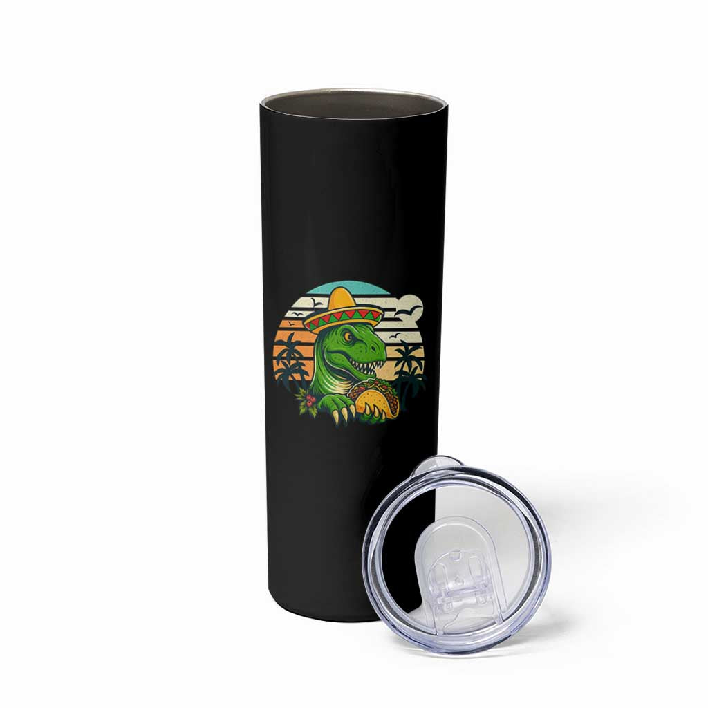 Funny Tacos Dinosaur Skinny Tumbler Mexican Food Lover Gift
