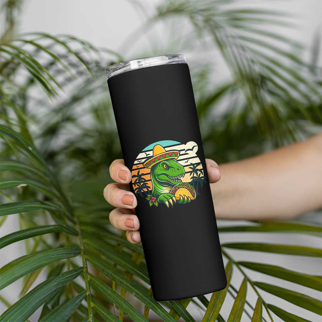 Funny Tacos Dinosaur Skinny Tumbler Mexican Food Lover Gift