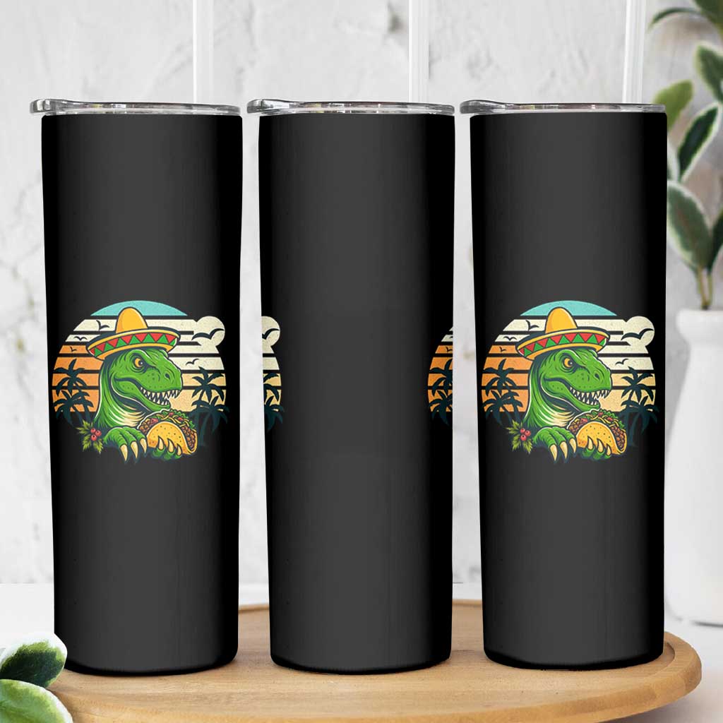 Funny Tacos Dinosaur Skinny Tumbler Mexican Food Lover Gift