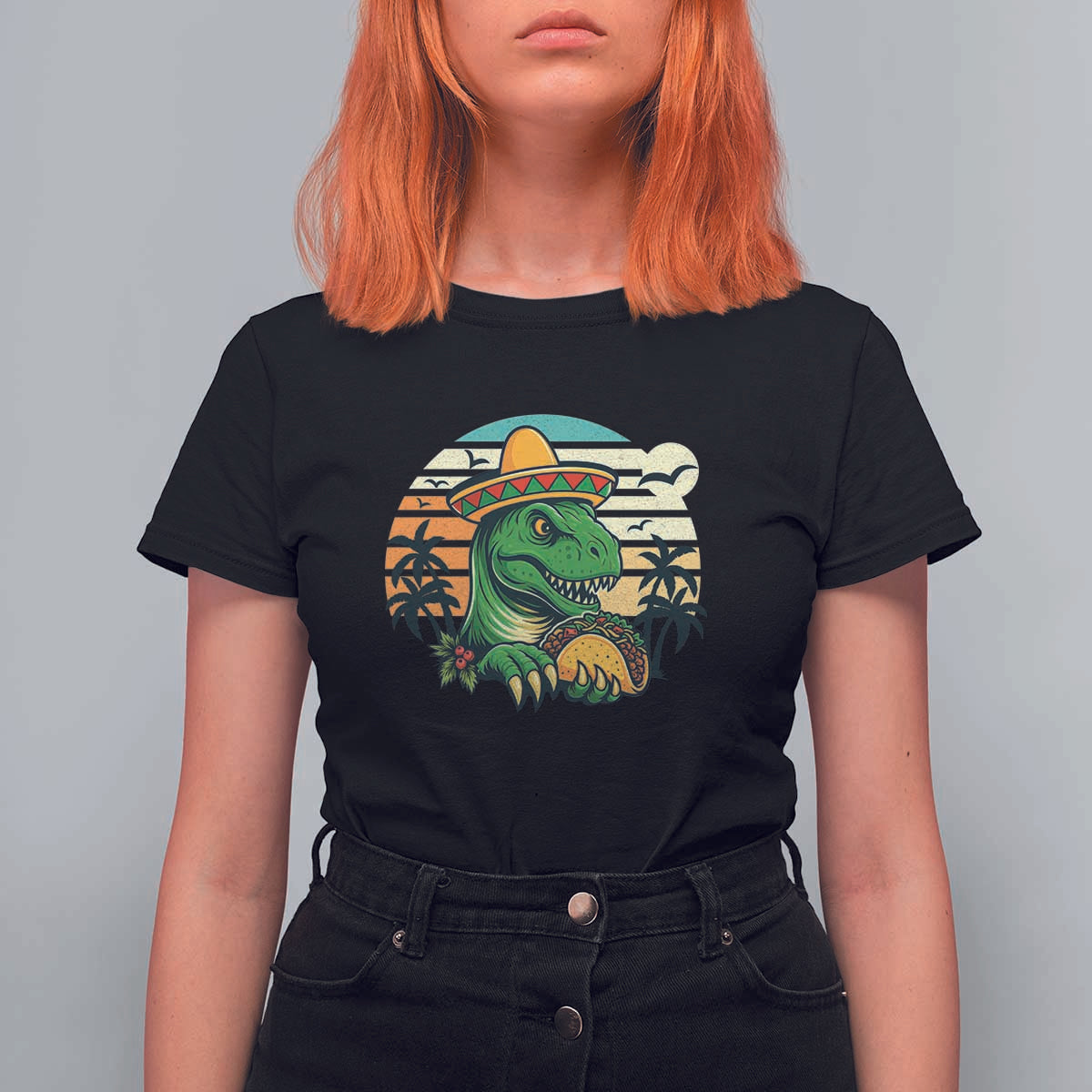 Funny Tacos Dinosaur T Shirt For Women Mexican Food Lover Gift - Wonder Print Shop