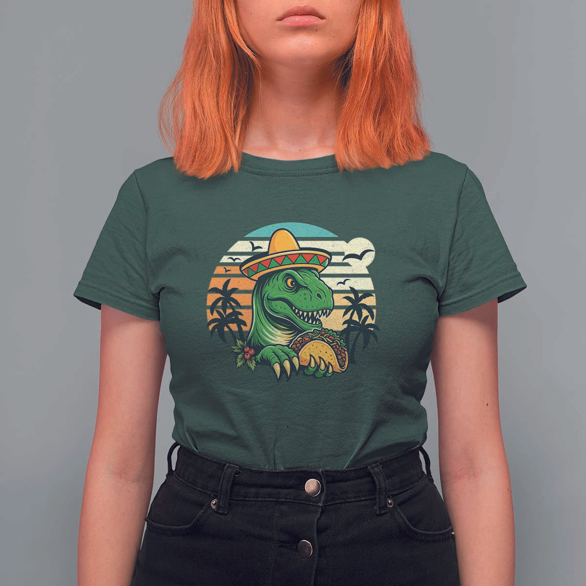 Funny Tacos Dinosaur T Shirt For Women Mexican Food Lover Gift - Wonder Print Shop